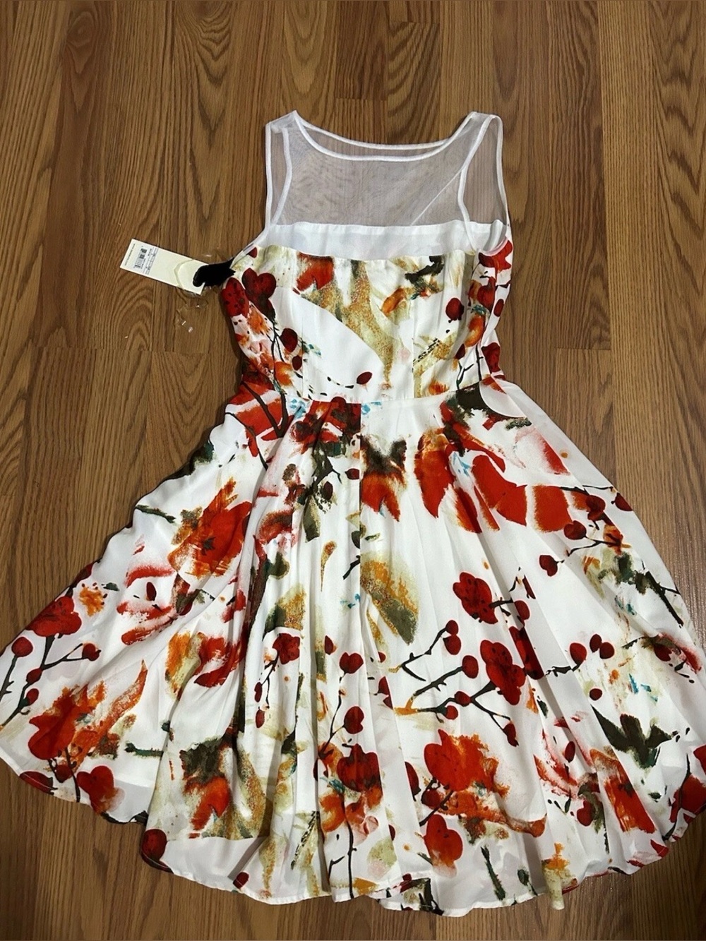 BB Dakota Sleeveless White Floral Fit-and-Flare Dress, NWT SIZE0